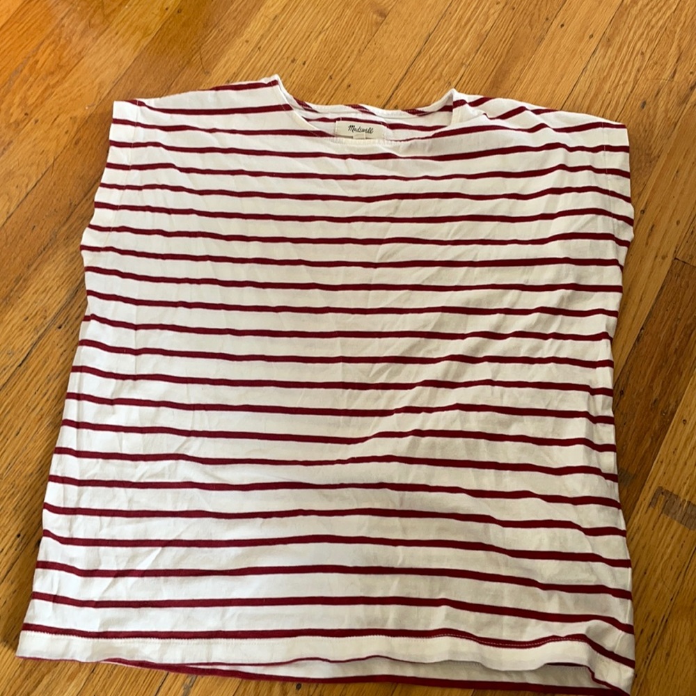 Madewell stripped t shirt with cropped sleeves